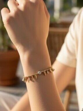 Gold Beaded Stretch Bracelet